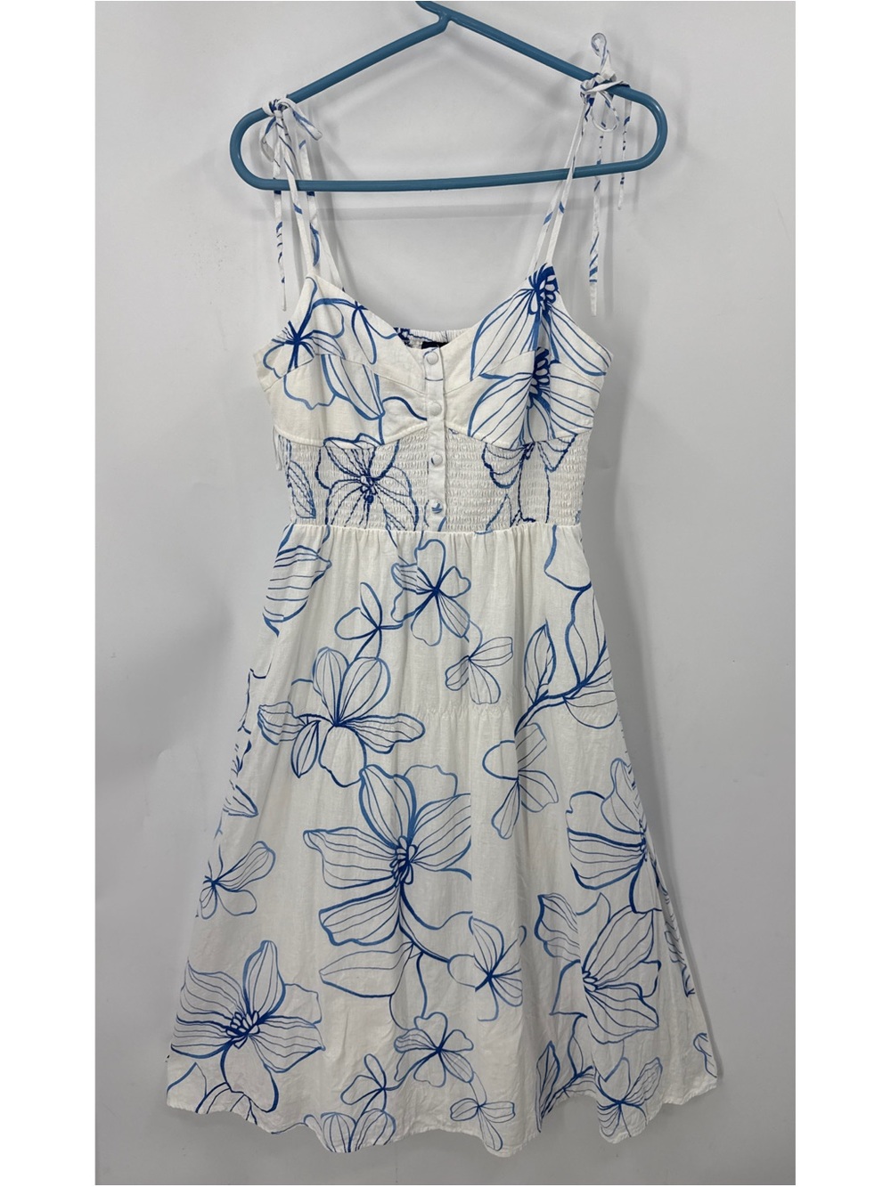 Gap Linen-Blend Corset large floral print Midi Dress M